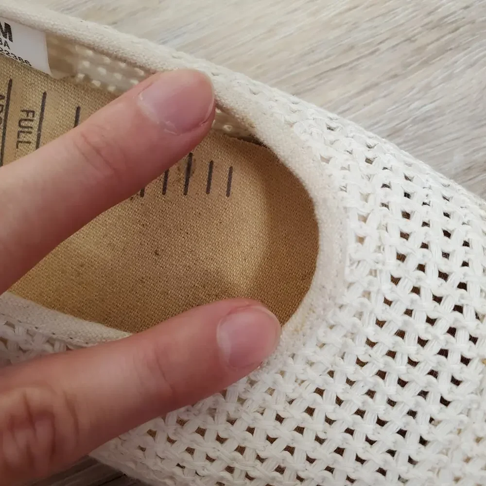 Vintage 90s Y2K Basketweave Espadrille Flats Cream White 8